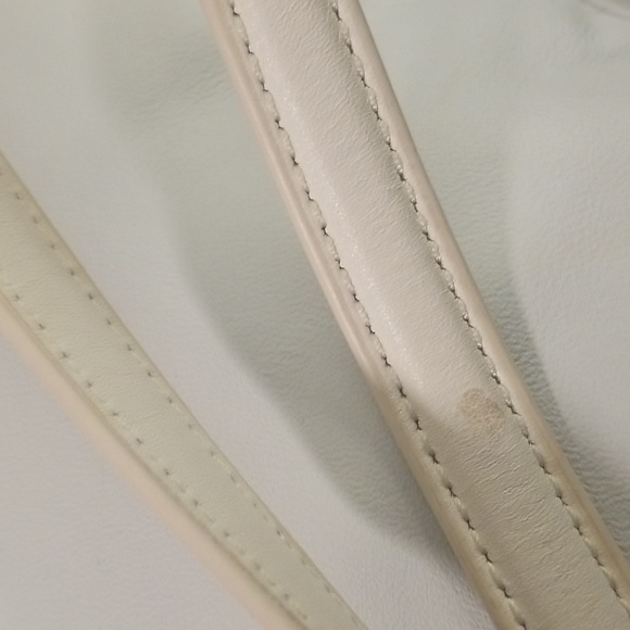 Women's Lauren Ralph Lauren Woven Leather Handbag; Cream Color 12x14 - Picture 13 of 16